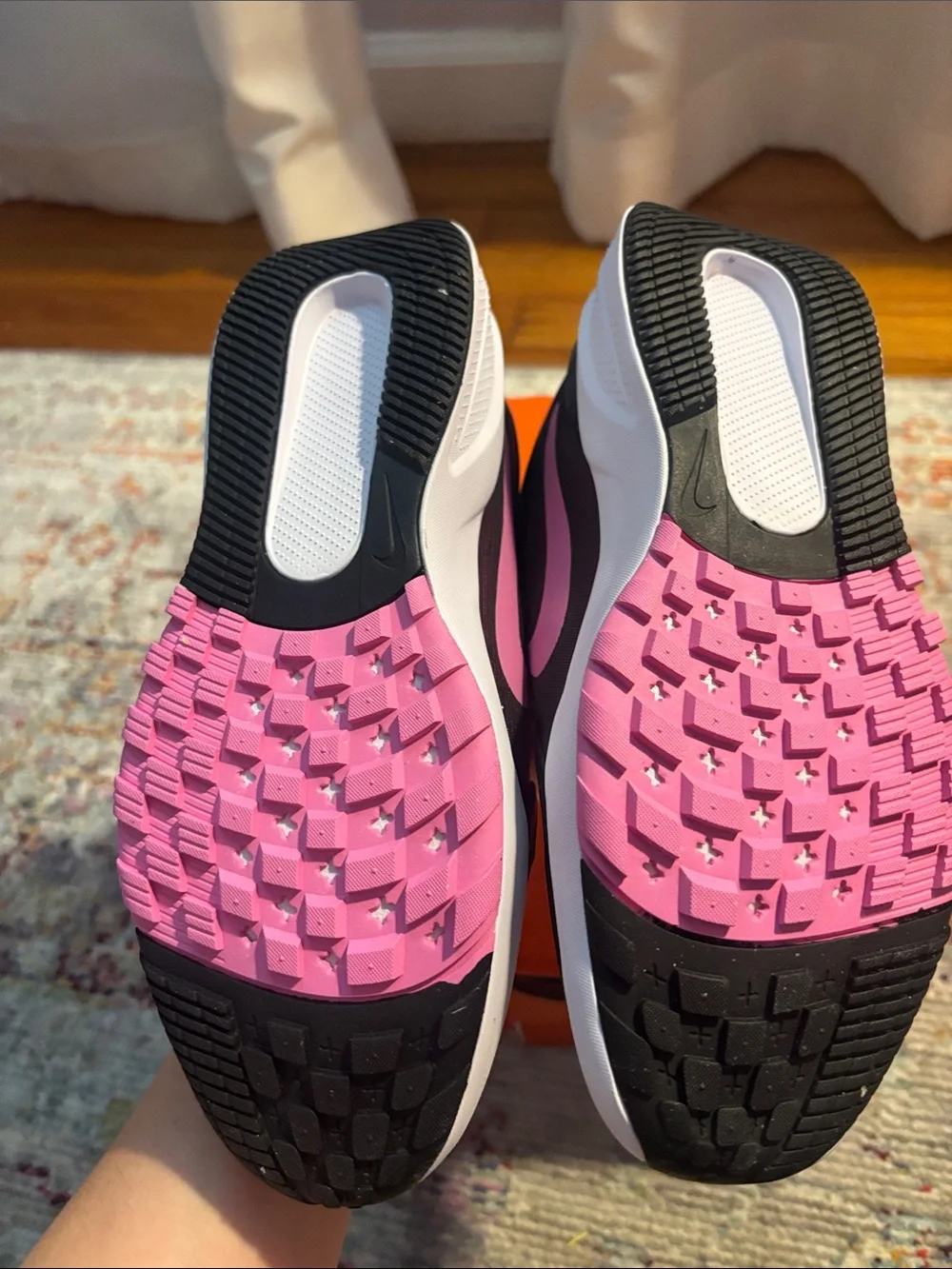Nike Kids' Black and Pink Sneakers - NEW